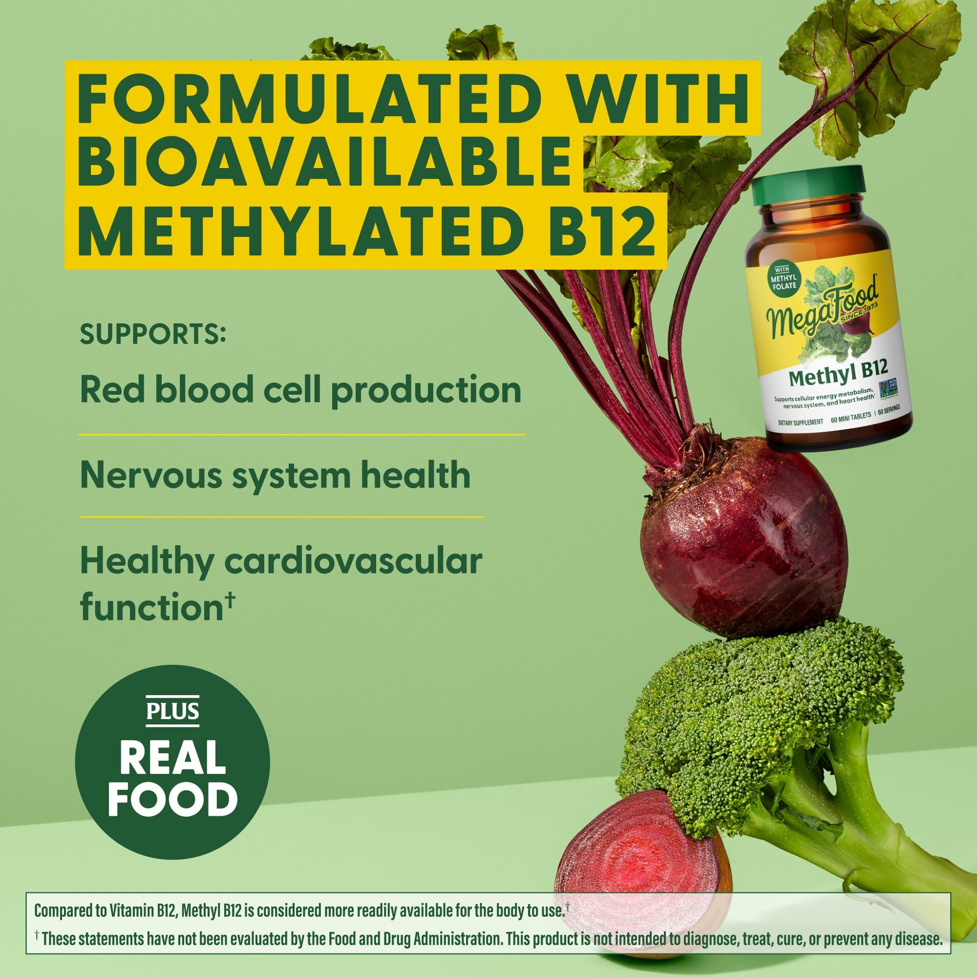 Real-food ingredients like beetroot and broccoli featured on packaging.