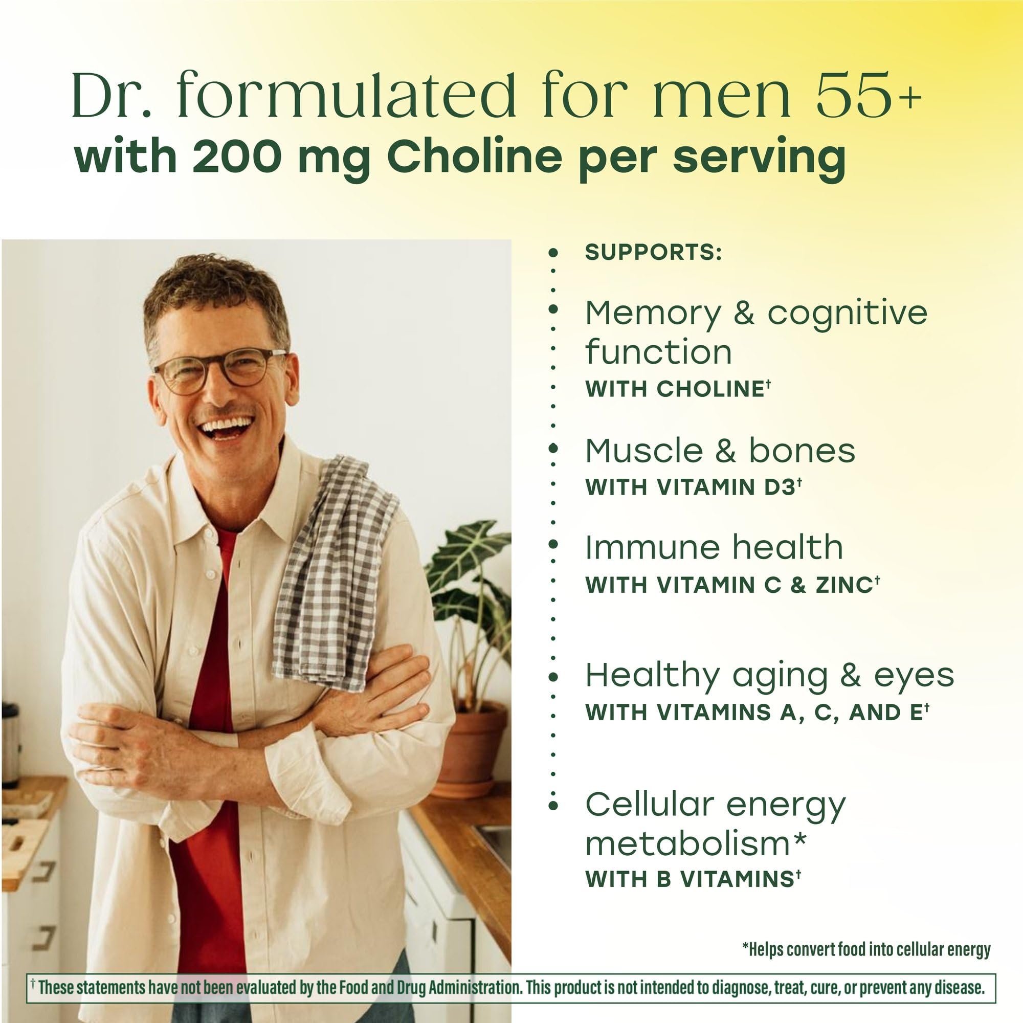 MegaFood Multi for Men 55+ ingredients label highlights zinc, pumpkin seed, and B vitamins