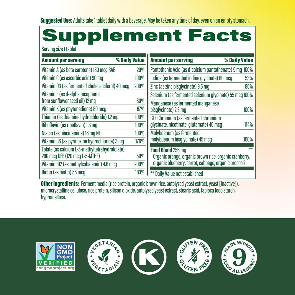 MegaFood multivitamin capsules close-up highlighting vegetarian-friendly formula.