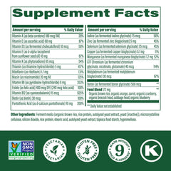MegaFood One Daily Iron Free bottle back with ingredient details.