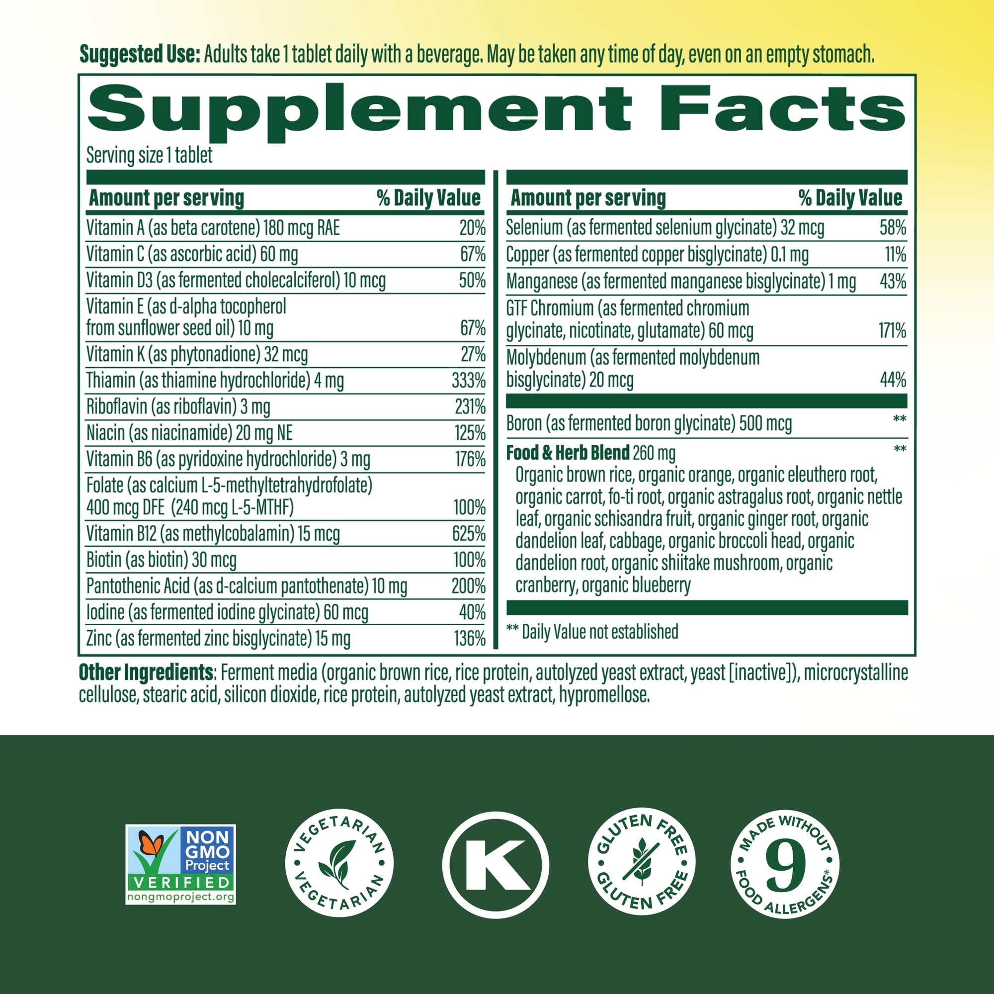 MegaFood One Daily Men's Multivitamin tablet closeup shows a compact easy-to-take daily supplement