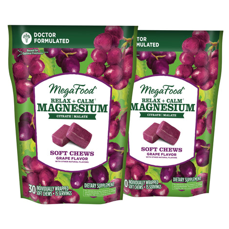 MegaFood Relax + Calm bottle with pour showing on-the-go stress support
