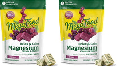 MegaFood Relax + Calm grape soft chews bottle for on-the-go calm support