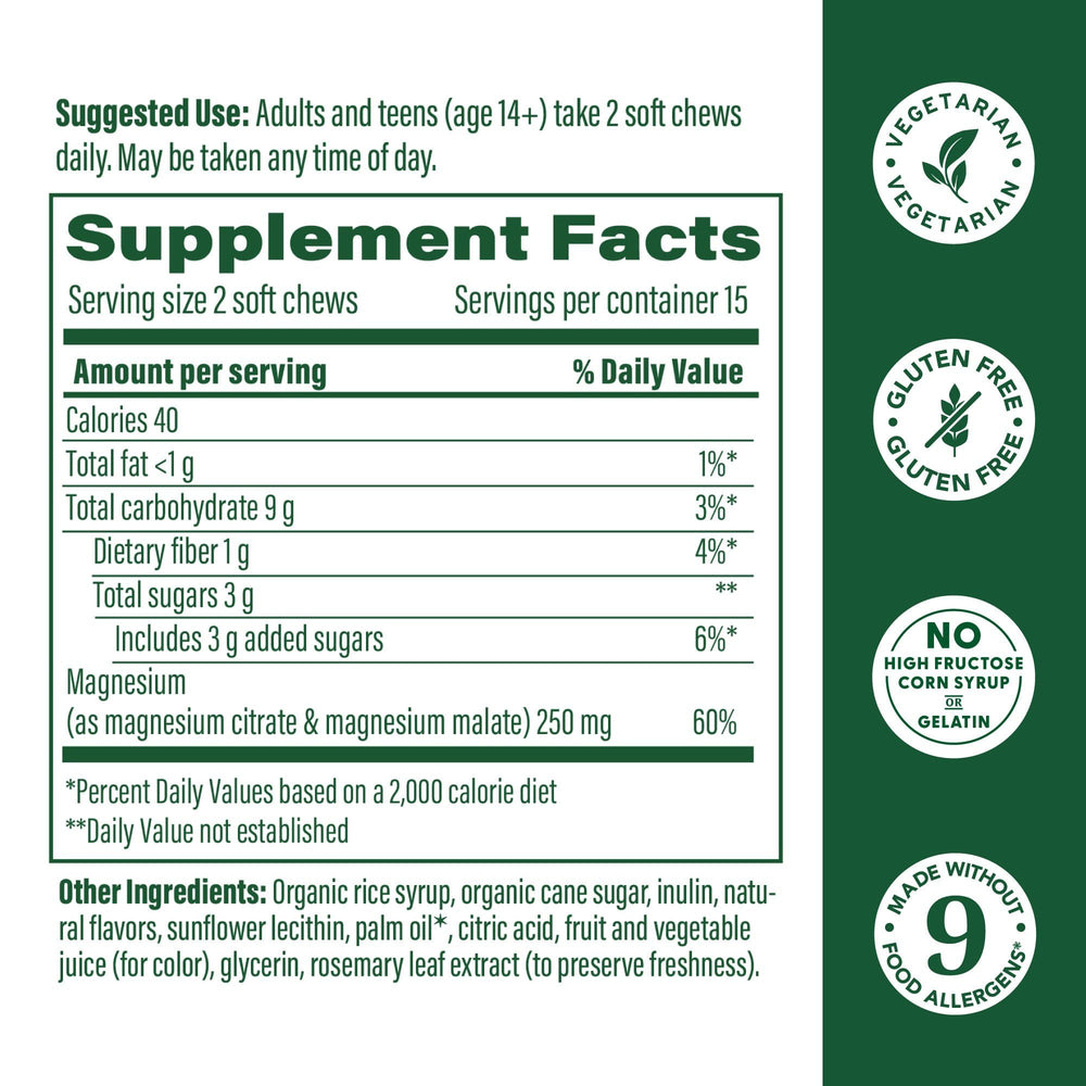 Close-up of MegaFood Relax Calm soft chews highlighting strawberry flavor and chewable convenience