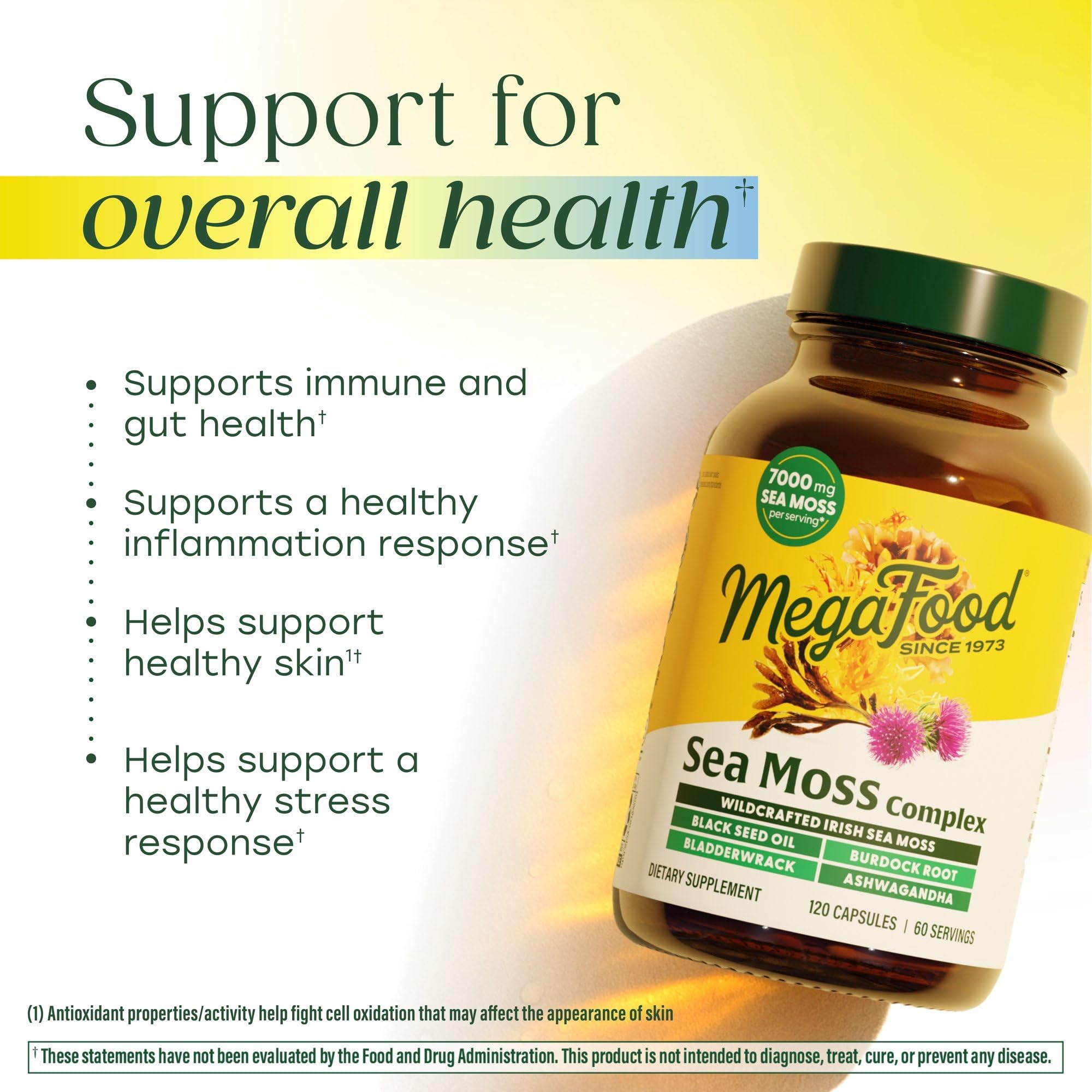 MegaFood Sea Moss Complex ingredients list highlighting Irish Sea Moss.