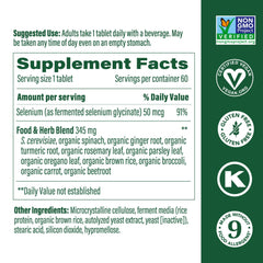 Close-up of MegaFood Selenium tablets suitable for everyday use.
