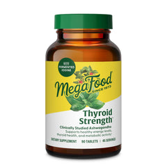 MegaFood Thyroid Strength bottle front view for daily thyroid support.