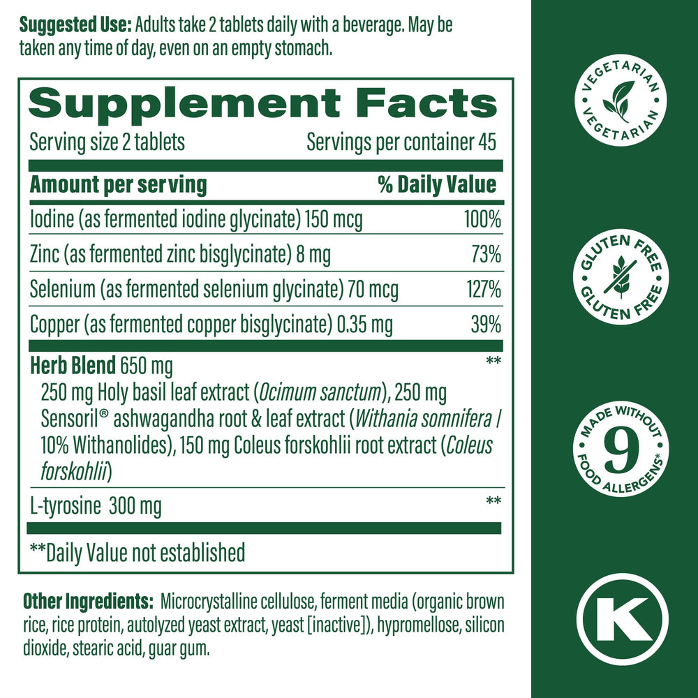 MegaFood Thyroid Strength tablets close-up for easy daily use.
