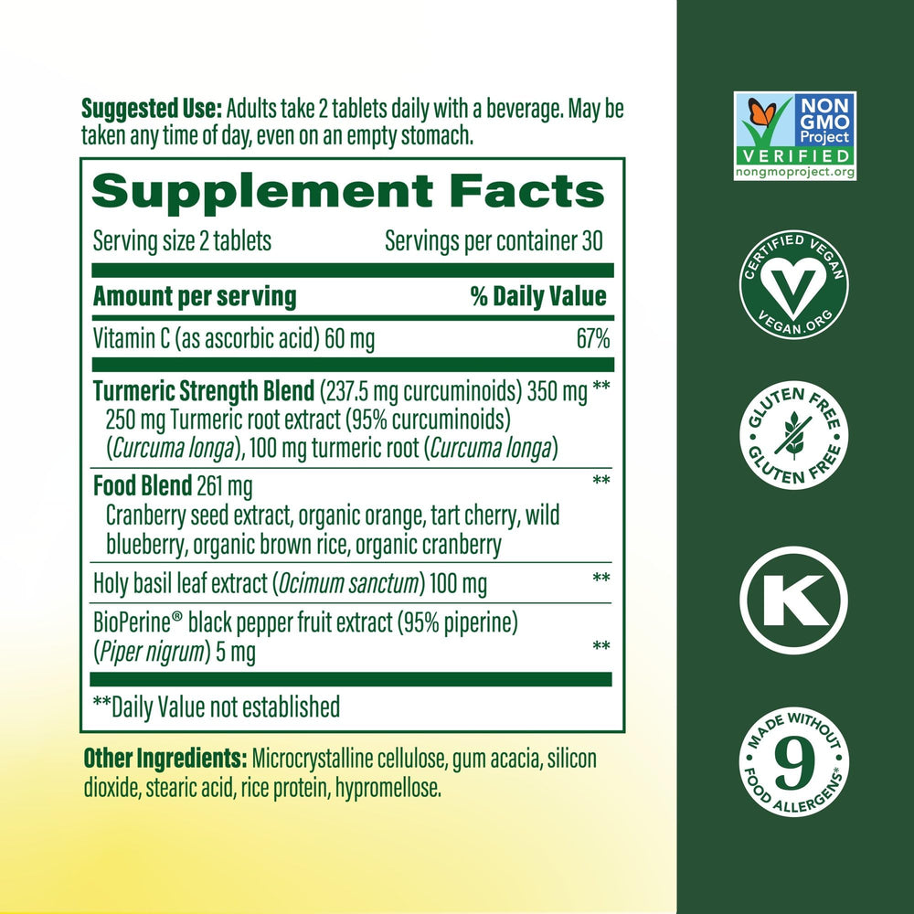 MegaFood turmeric-curcumin minis tablets close-up for easy daily use