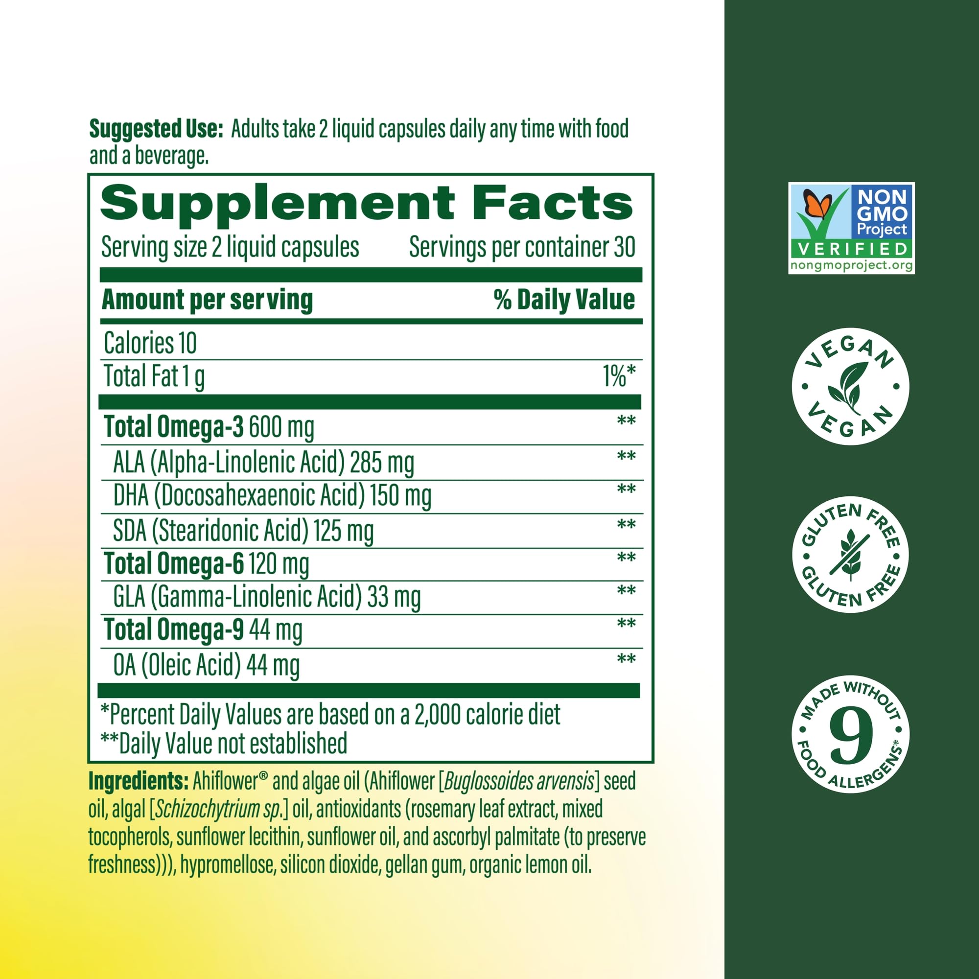 MegaFood vegan Omega 3-6-9 capsules for daily plant-based support