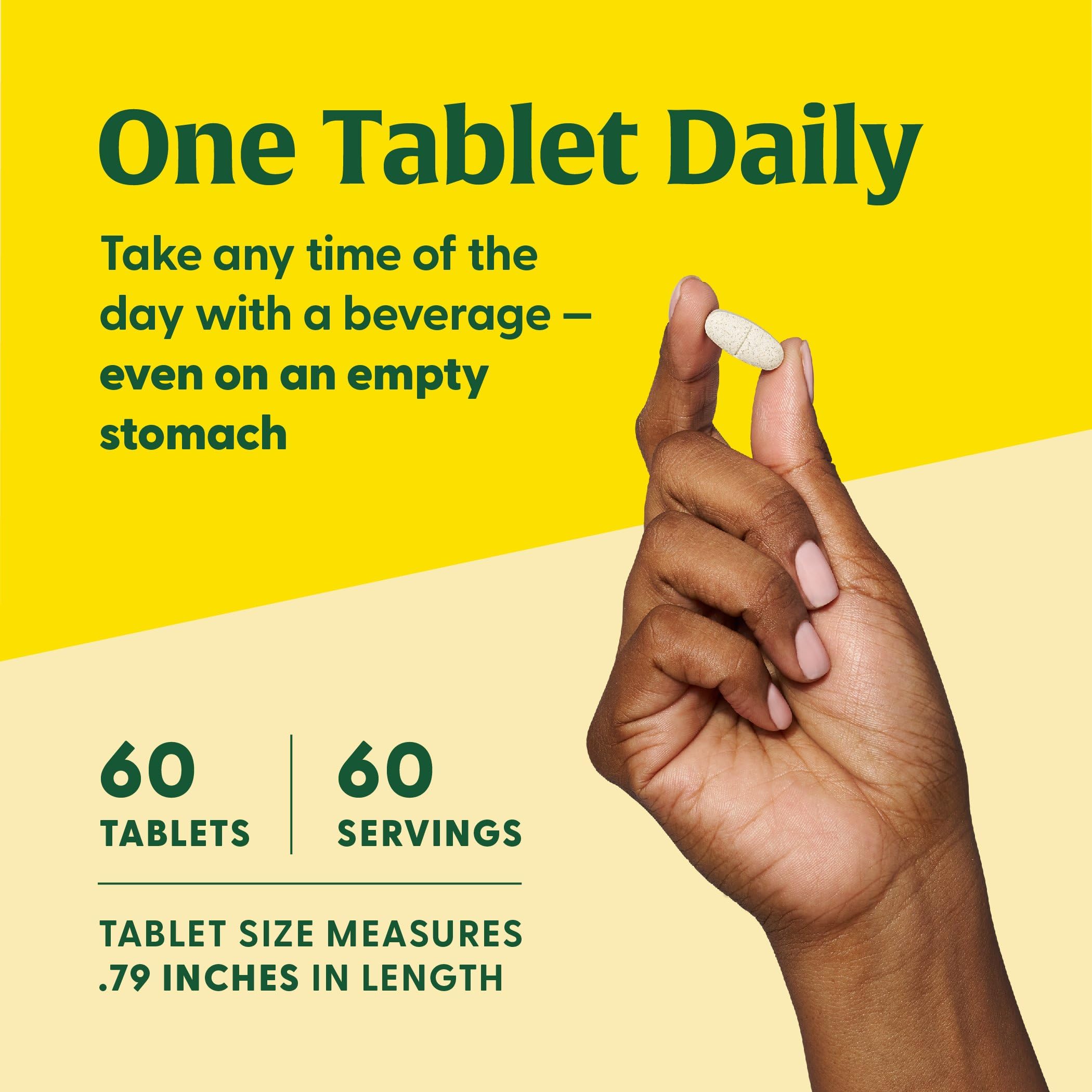 Close-up of MegaFood Vitamin D3 tablet showing smooth coating for easy daily use