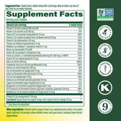 MegaFood Women's Advanced Multivitamin pills closeup showing a two-tablet daily dose.