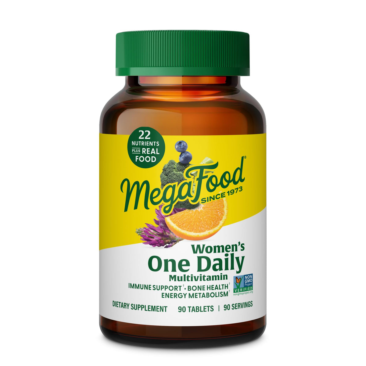 MegaFood Women’s One Daily bottle showing a complete daily multivitamin for women.