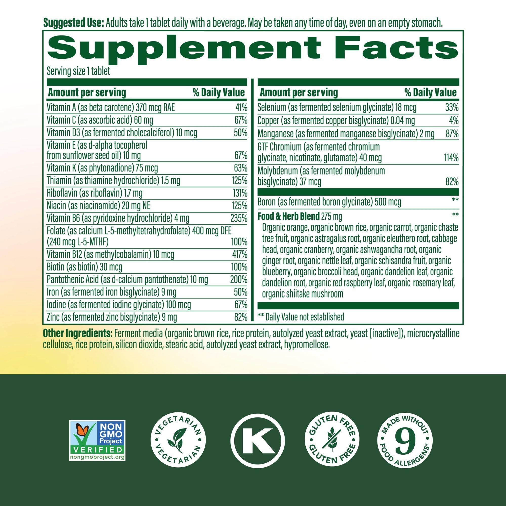 MegaFood Womens Multivitamin One Daily tablets arranged for easy daily nutrition.