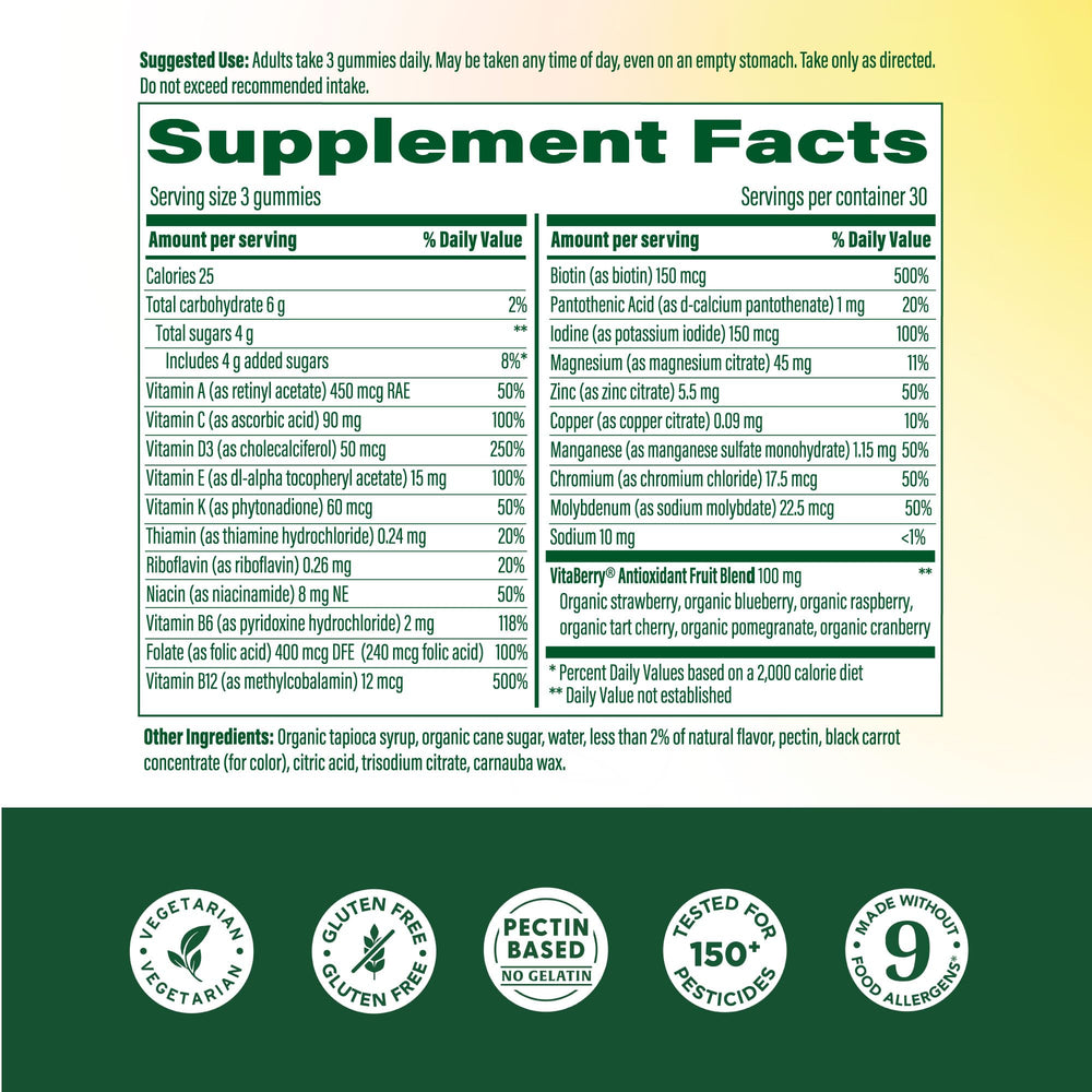 Close-up of MegaFood label highlighting D3, C and zinc for immune support