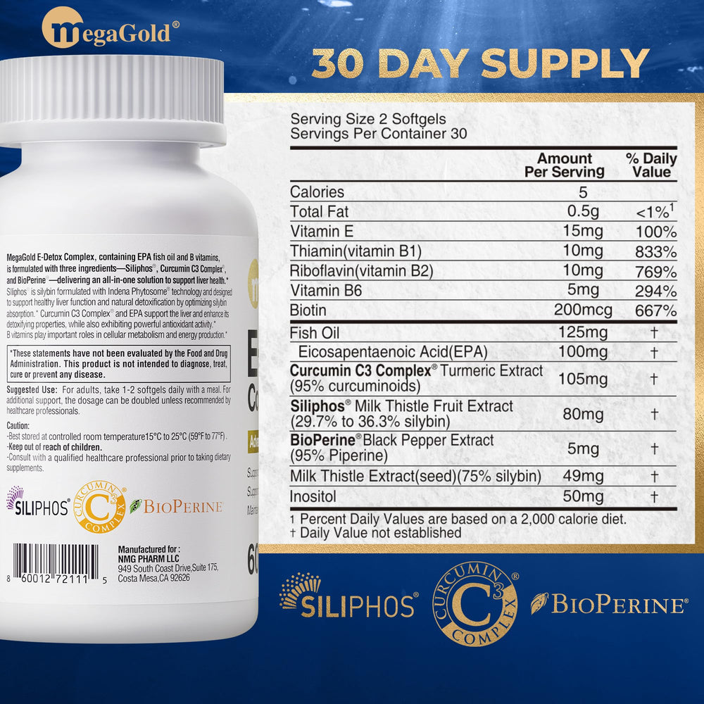 MegaGold fish oil EPA label close-up for metabolism support.