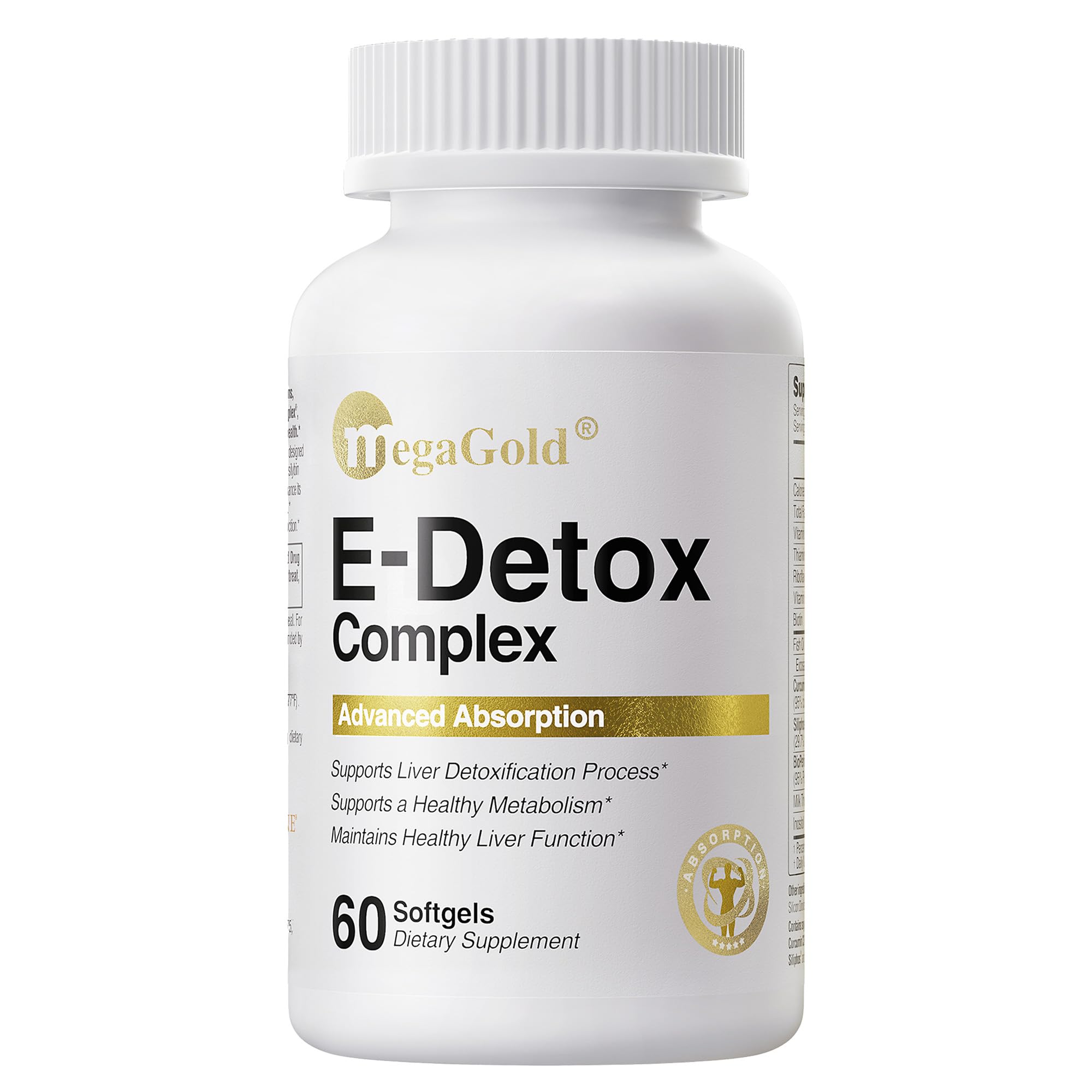 MegaGold milk thistle softgel bottle for daily liver support.