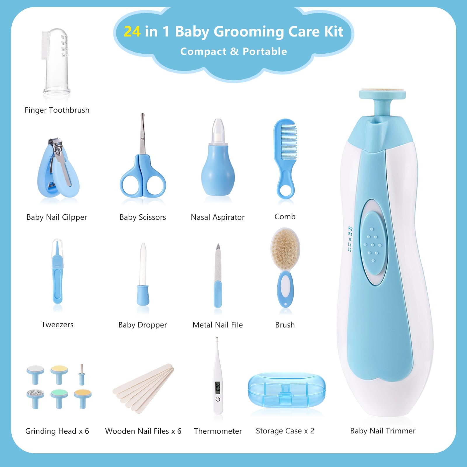 Megainvo grooming kit in use with parent and newborn for daily care.