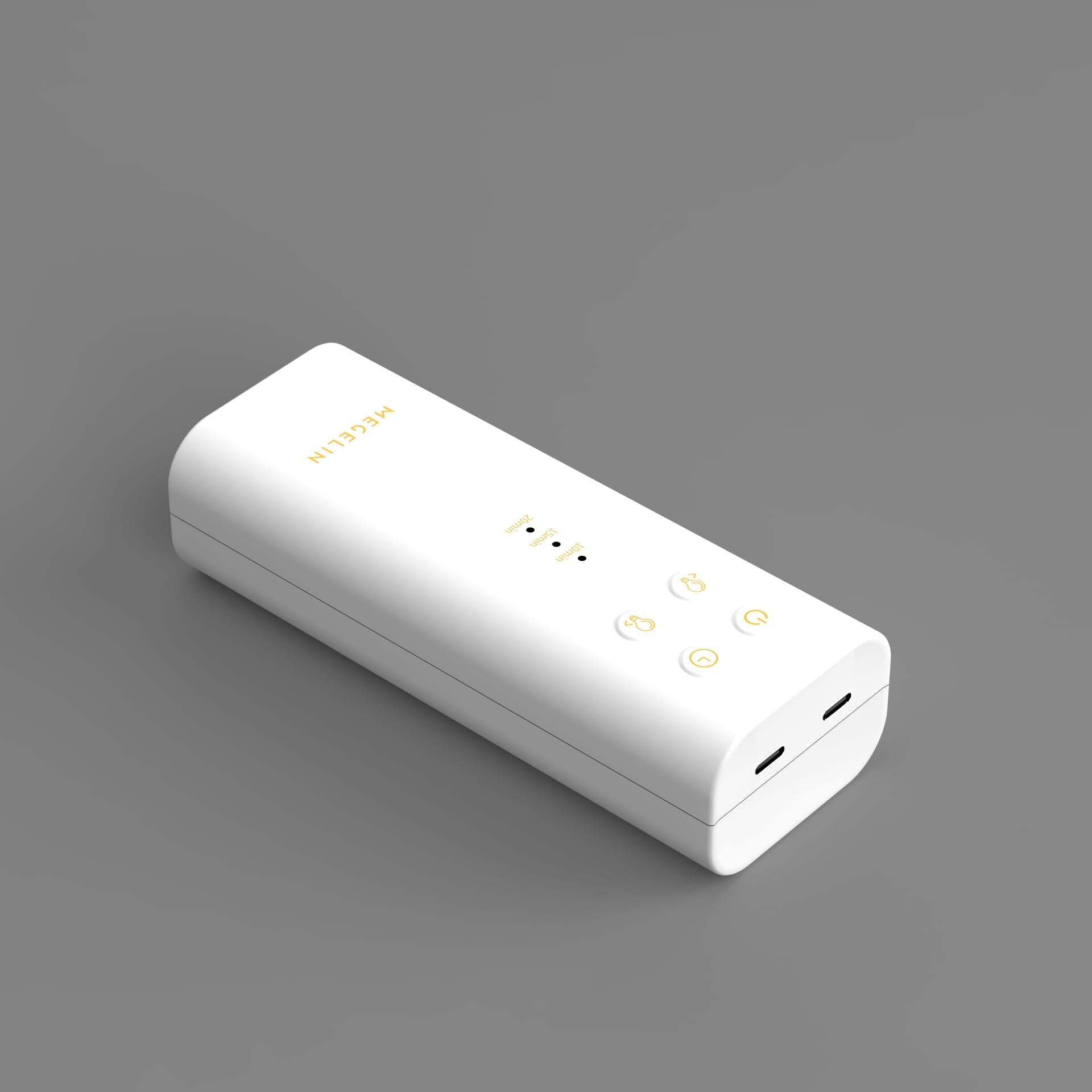 Megelin LED light therapy mask battery compartment white, easy battery access for quick swaps.