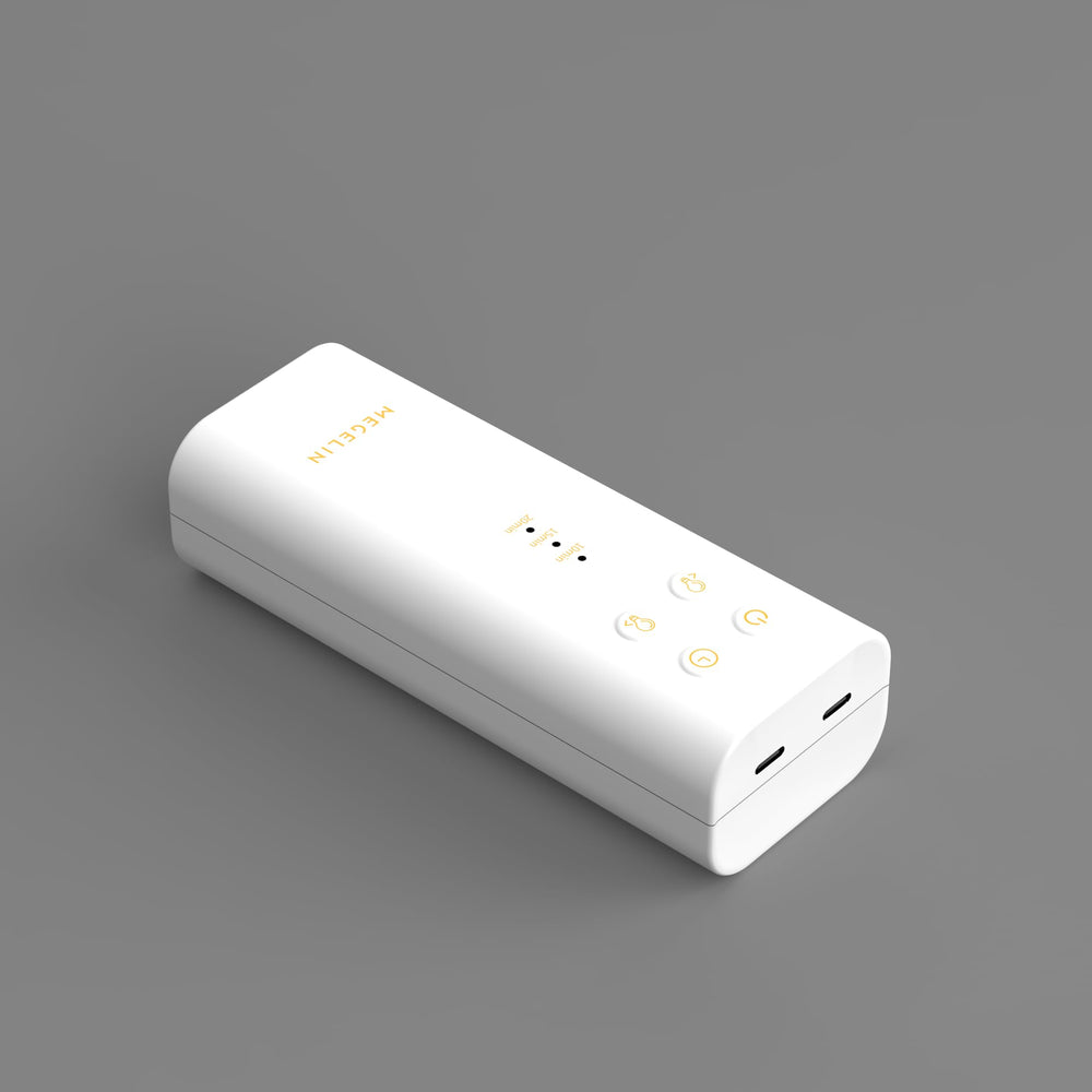 Megelin LED light therapy mask battery compartment white, easy battery access for quick swaps.