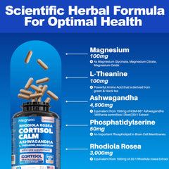 MEGNETA Cortisol Balance capsules closeup highlighting vegan, non-GMO formula for stress relief