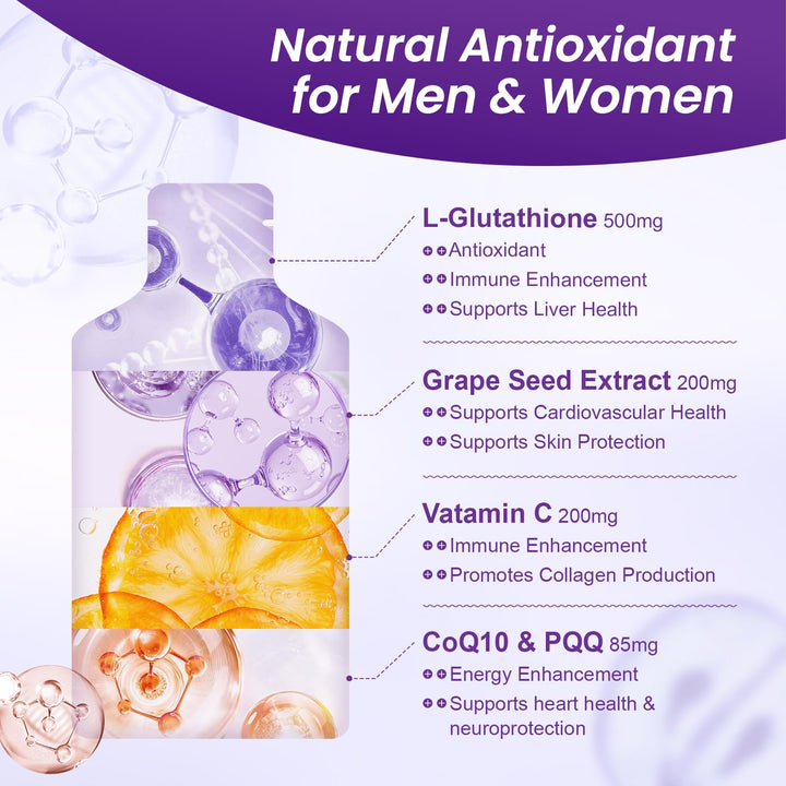 MEGNETA Liposomal Glutathione being poured into a glass for easy daily dose
