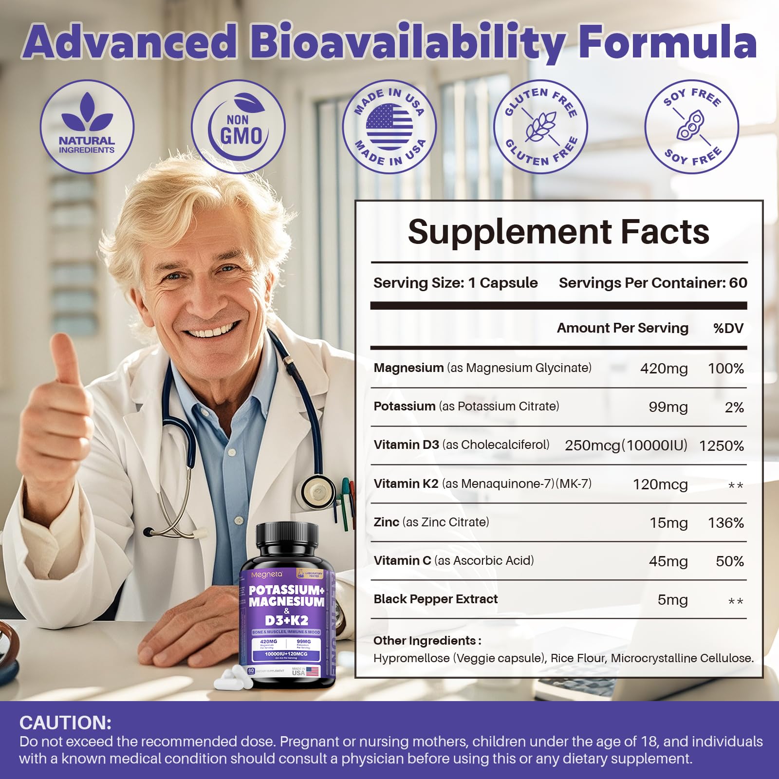 MEGNETA nutrition facts panel closeup guides informed daily choices.