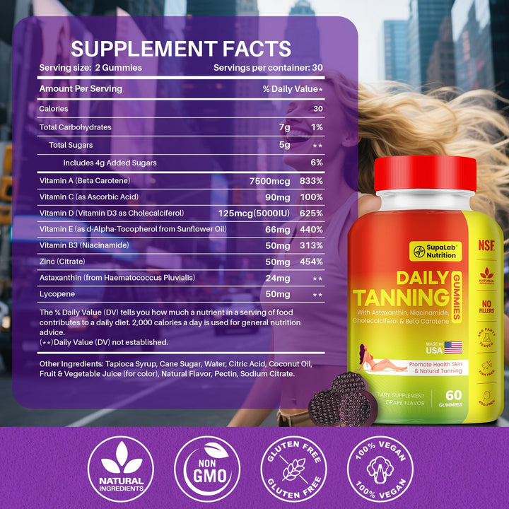 MEGNETA Tanning Gummies travel-friendly bottle, ideal for on-the-go sunless tanning.