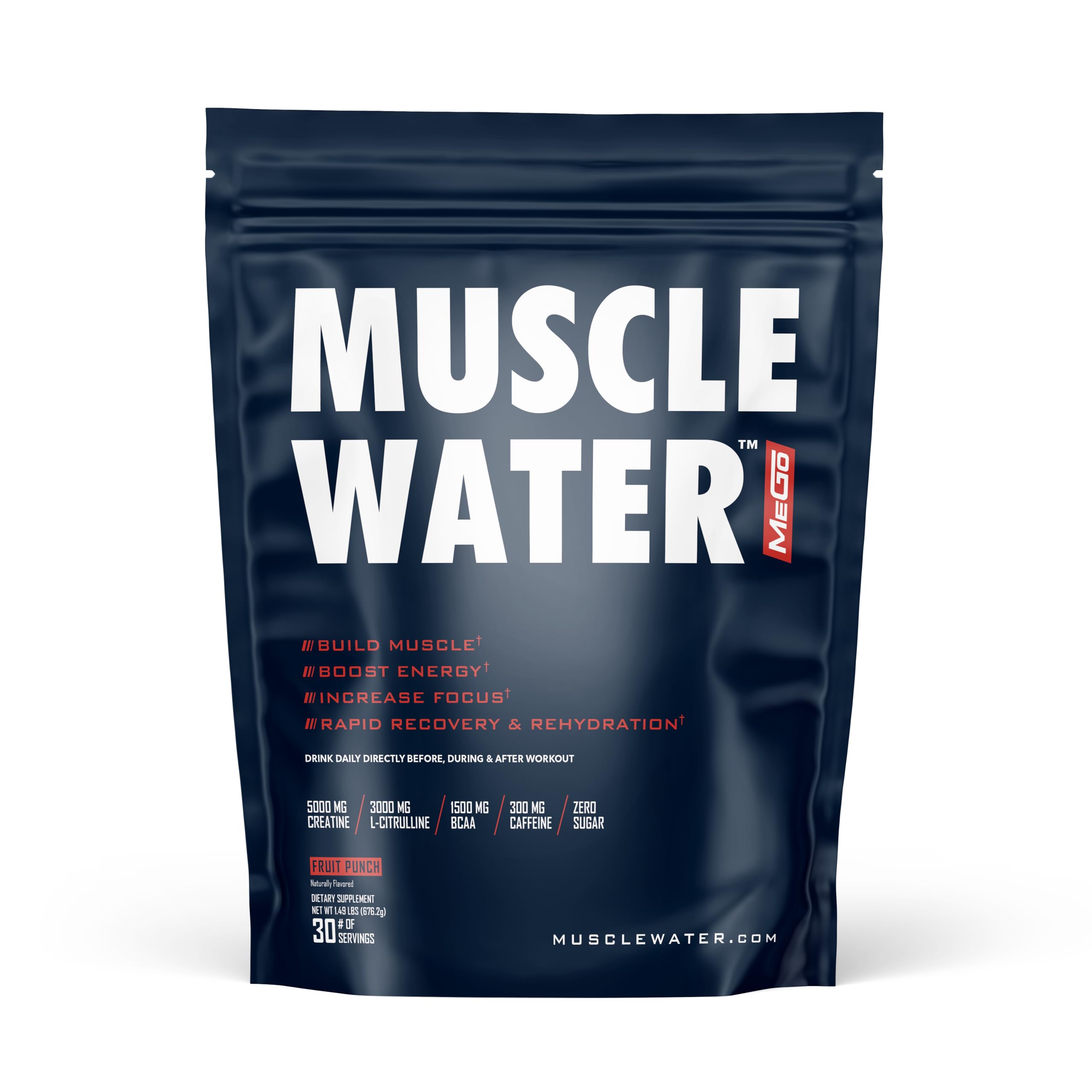 MEGO Muscle Water bottle pour shows a strong pump and sustained energy for workouts.