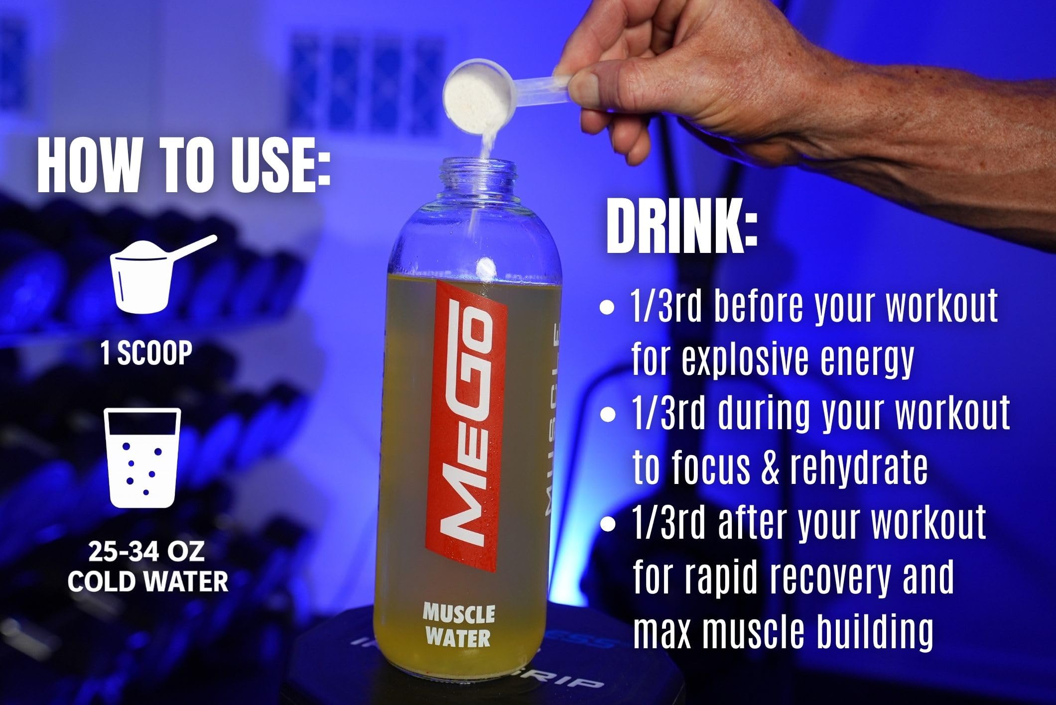 MEGO Muscle Water label-closeup showcases clear nutrition details supporting informed use.