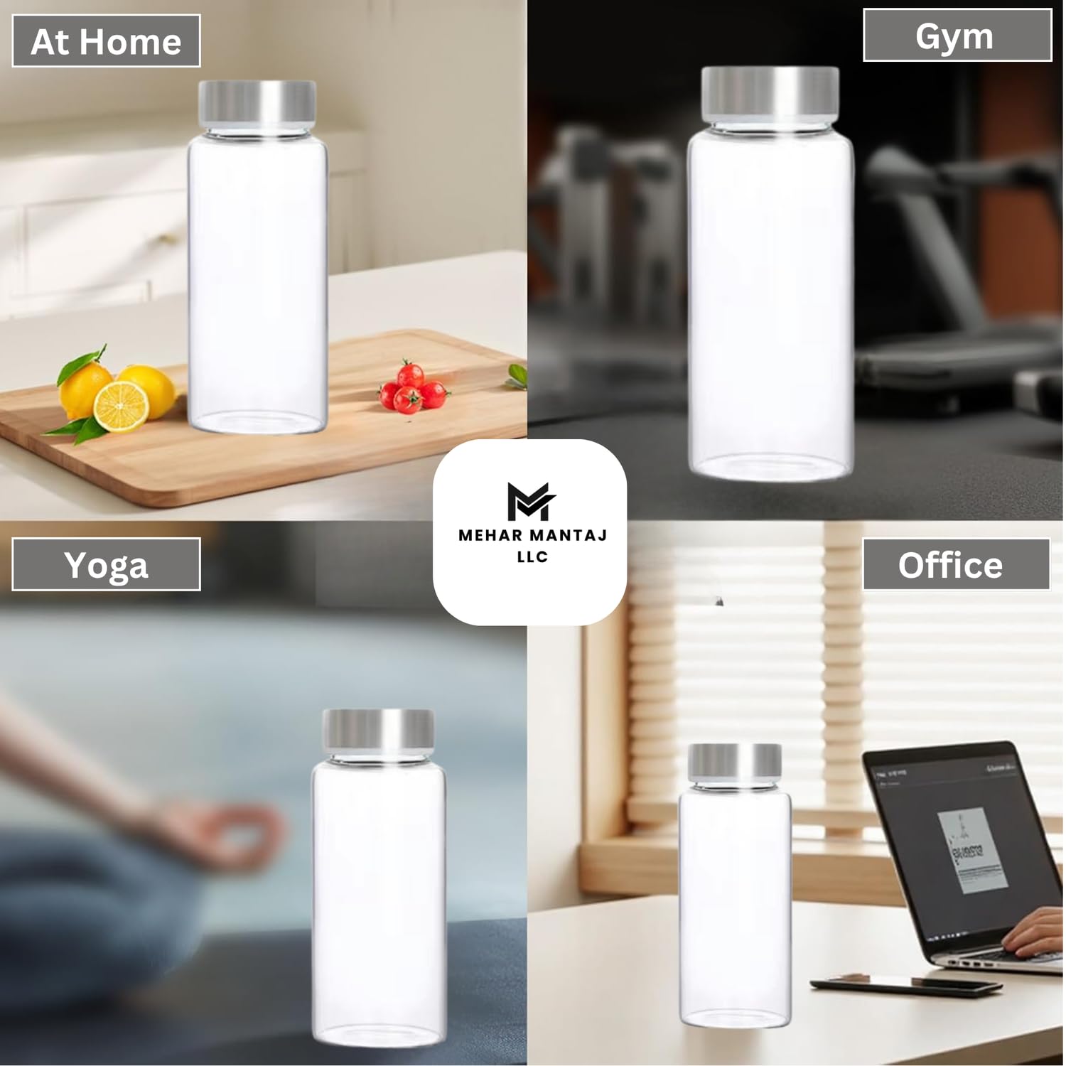 MEHAR MANTAJ glass water bottle makes a thoughtful eco-friendly gift.