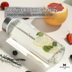 MEHAR MANTAJ glass bottle withstands hot and cold beverages for versatile use.