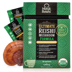 Mehdi Reishi dual blend spore powder bottle for daily wellness