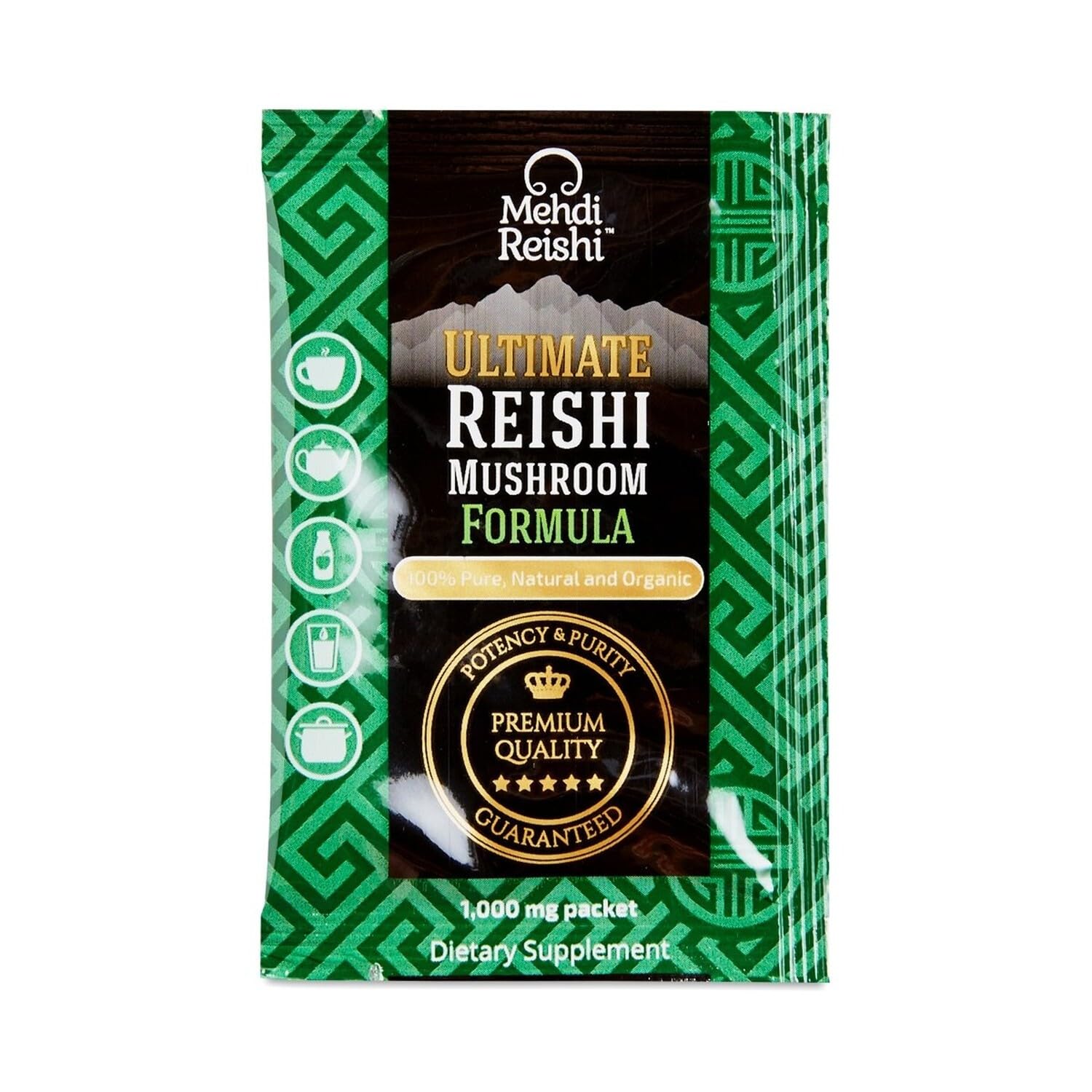 Mehdi Reishi organic certification seal indicates vegan and non-GMO