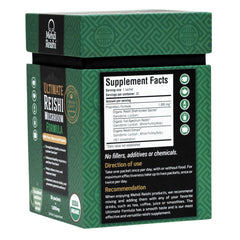 Mehdi Reishi spore powder in glass jar showing clean organic formula
