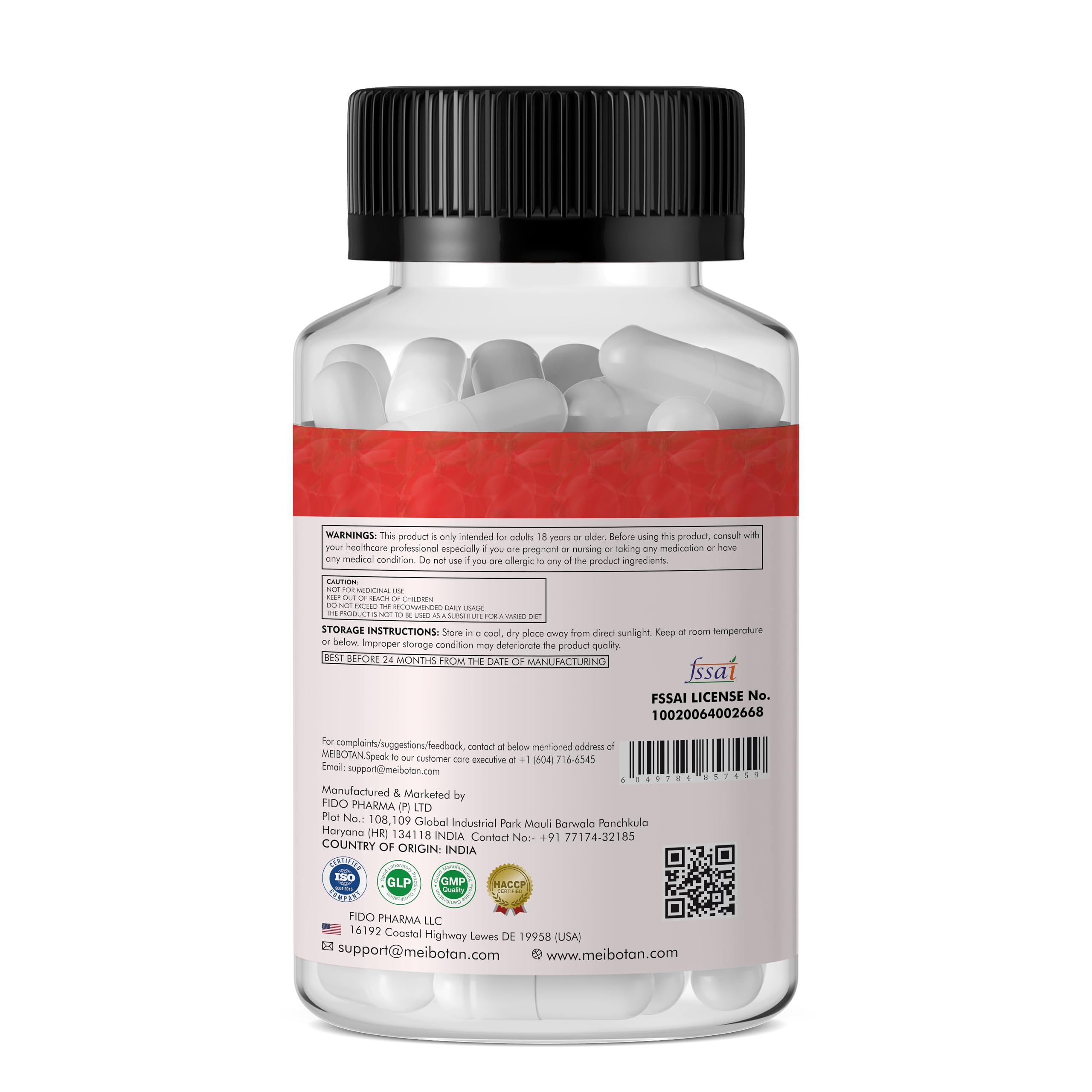 MEIBOTAN Veggie capsules with Rose HIPS on label for easy daily use
