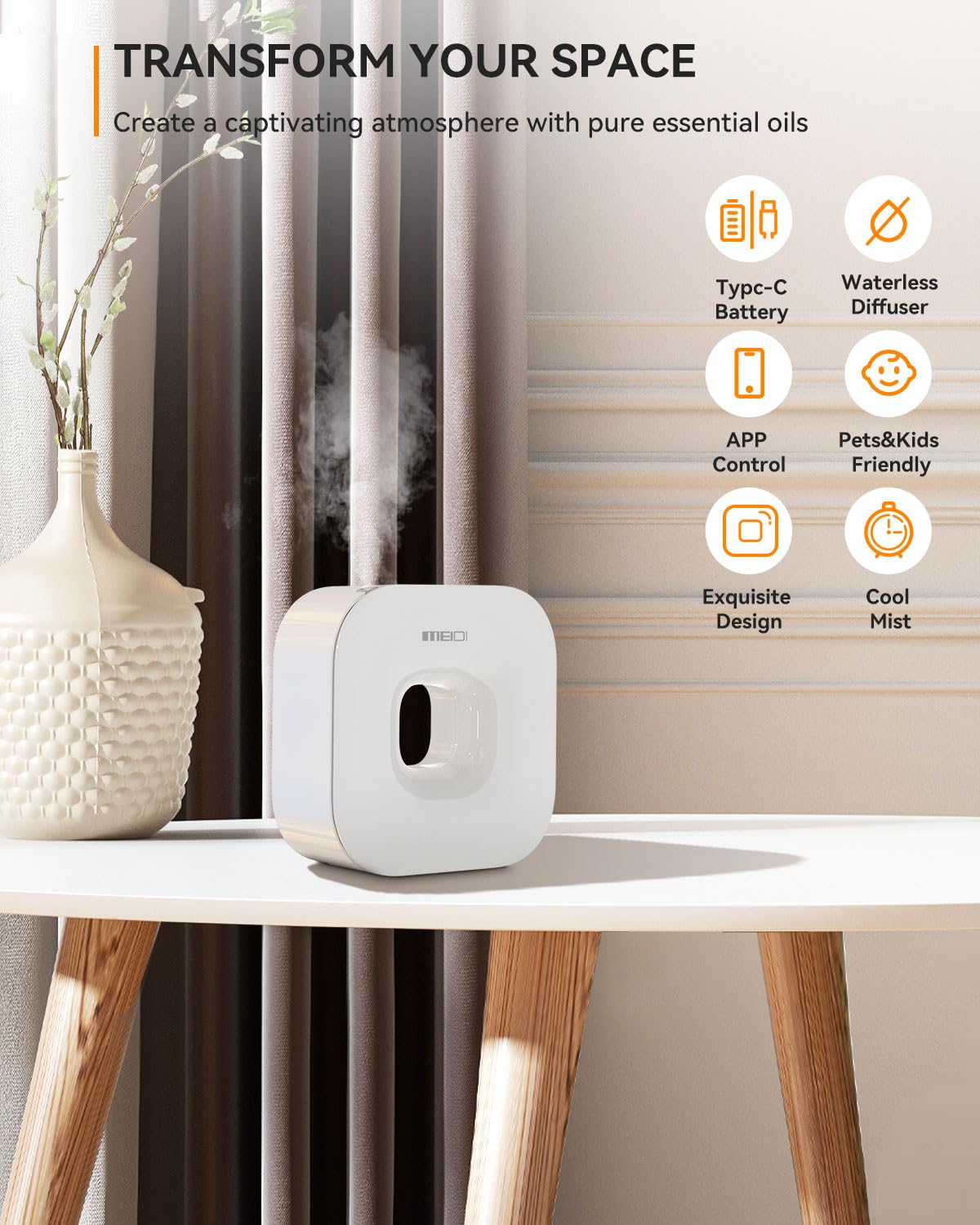 MEIDI Waterless Diffuser in a spacious lobby creating inviting fragrance in large spaces.