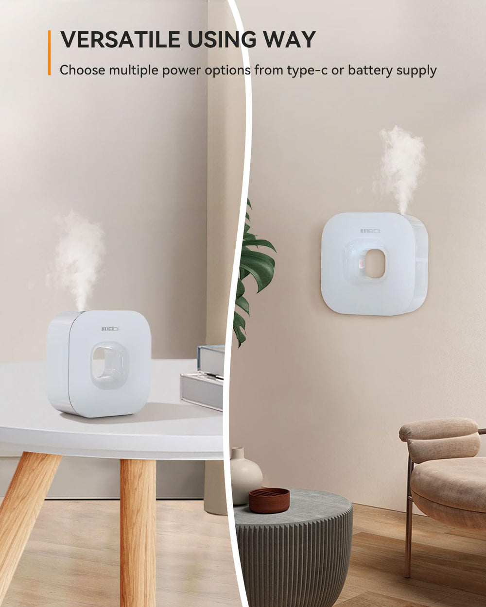 MEIDI Waterless Diffuser on desk for quiet, ambient aromatherapy during work.