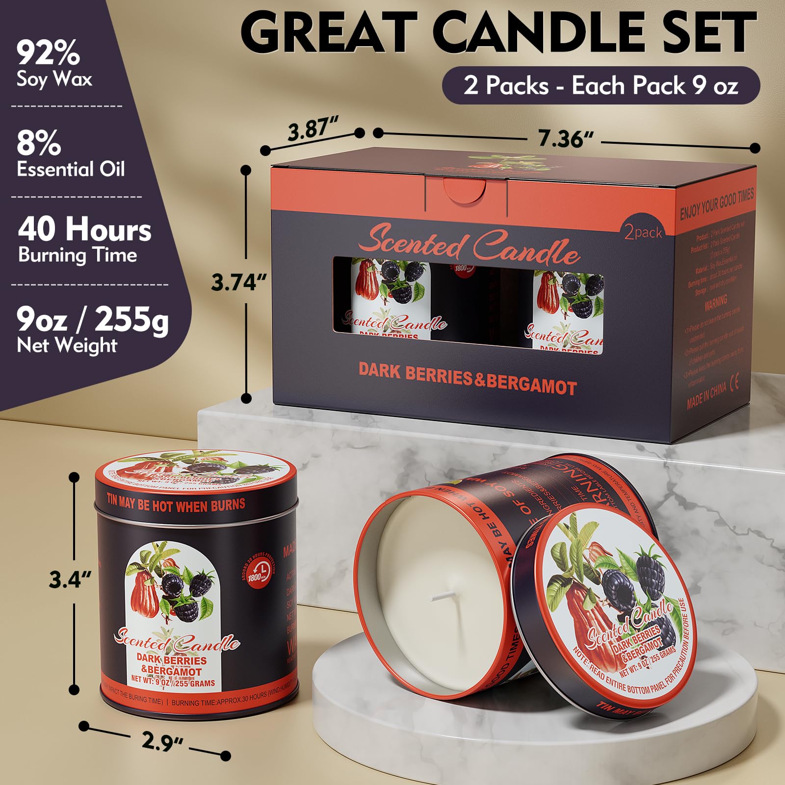 MeiGlow 2-pack scented candles boxed for gifting.