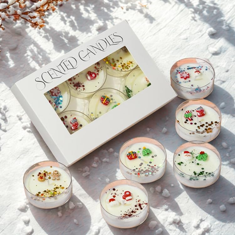 ME JO Christmas soy wax candles in glass jars for festive decor and cozy ambiance.