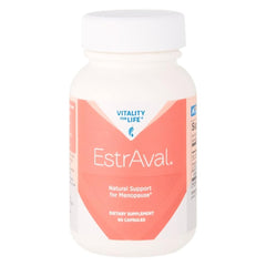 Melaleuca EstrAval bottle and label for menopause support and cycle balance.