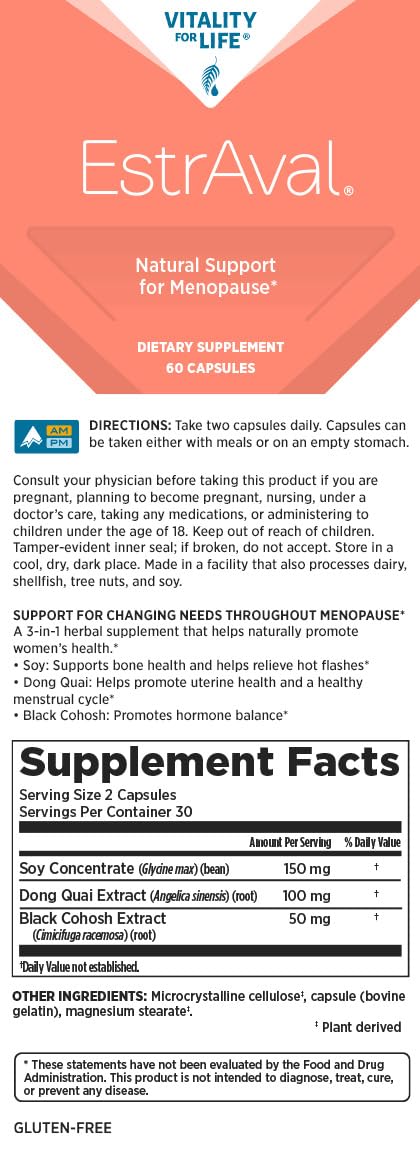 EstrAval capsules poured into hand for daily menopause support.