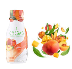 Melaleuca Omega 3 Creme Delight Peach Mango Tango bottle for daily nutrition.