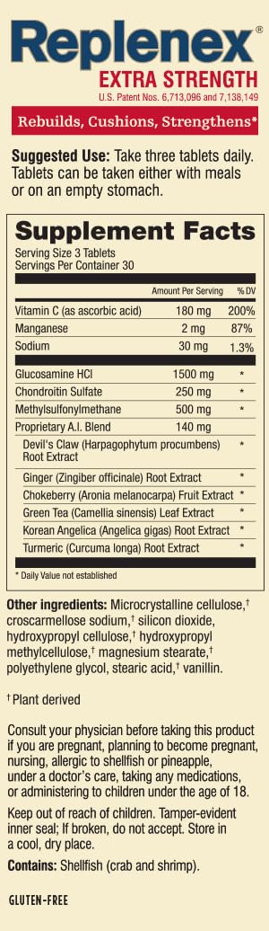 Melaleuca Replenex capsules, 90-count, convenient daily joint health supplement.