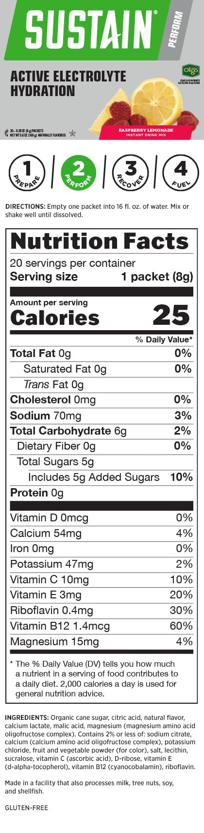 Melaleuca Sustain Sport Raspberry Lemonade packaging emphasizes easy access and flavor after workouts.