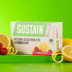 Melaleuca Sustain Sport Raspberry Lemonade powder canister compact for on-the-go hydration.