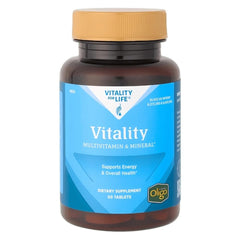 Melaleuca Vitality Multivitamin for Men bottle front view highlighting energy support and antioxidant protection.