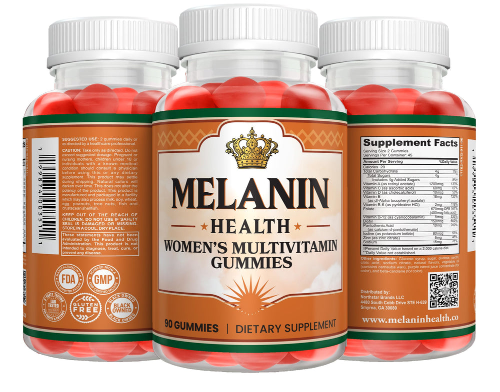 Gummies with berry gloss from Melanin Health daily multivitamin.