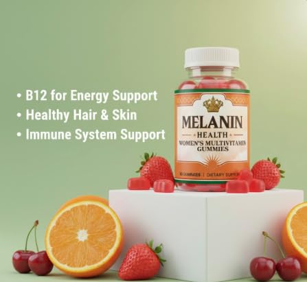Woman taking a Melanin Health gummy as part of her daily routine.