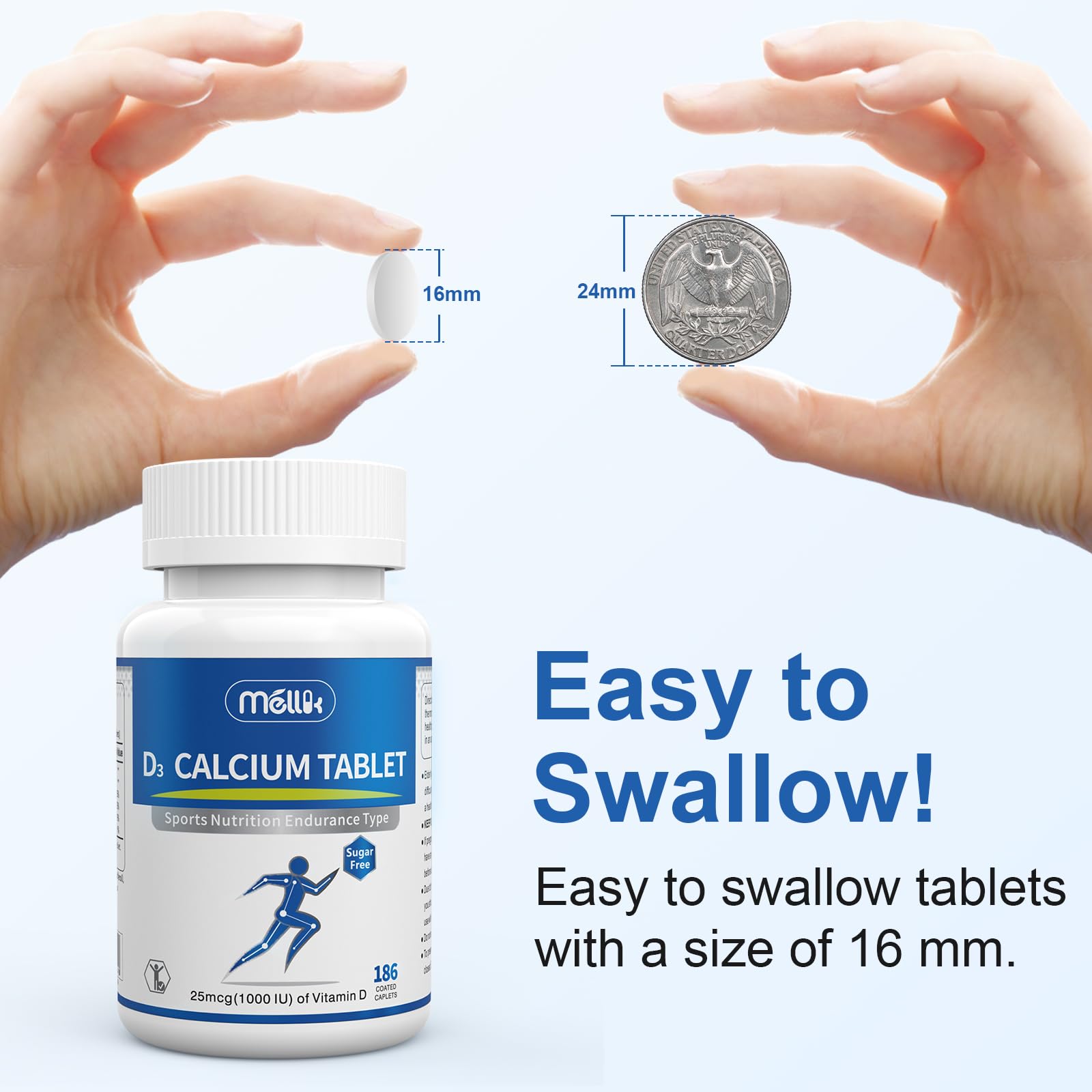 Mellk calcium ingredients label noting 1200 mg per tablet.